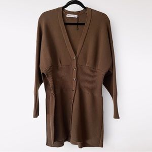 ZARA Ribbed Cardigan Dress